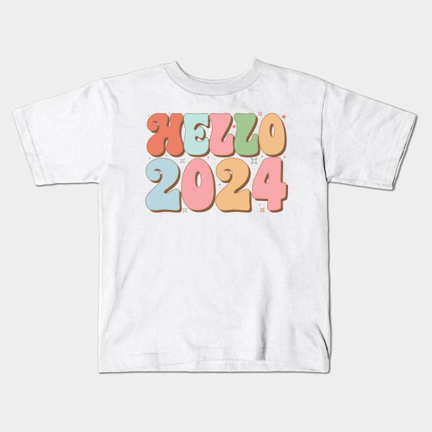 Hello 2024 Kids T-Shirt by MZeeDesigns